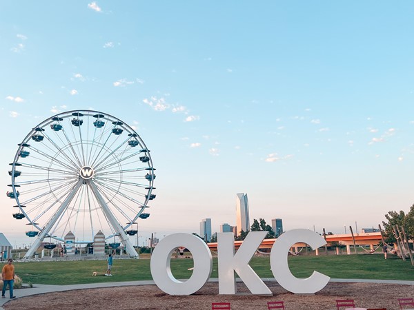Gorgeous night for a picnic on the lawn and take in a birds eye view of OKC from the Ferris Wheel 