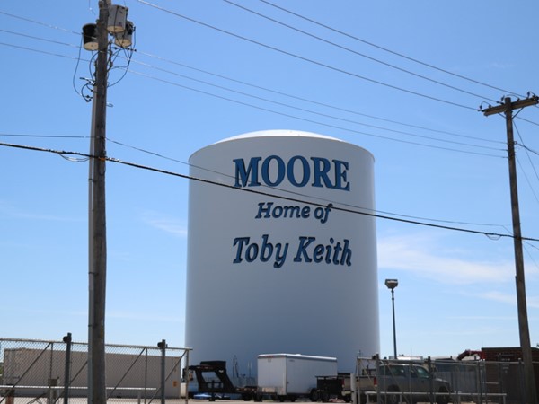 Moore water tower located off 27th Street. You can't miss it when driving by on the street or hwy 