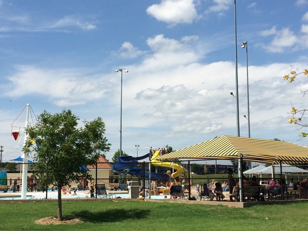 中西部城市夏季在地区公园游泳池的乐趣