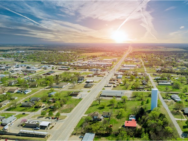 Aerial view of small town Oklahoma