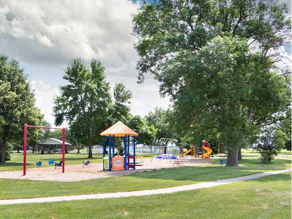 Salix Community Park's bright and colorful playground equipment is a fun place for families