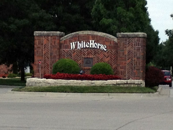 WhiteHorse Subdivision Entrance on 159th Street in Leawood.