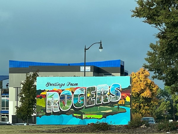Loving the vibrant Rogers sign which adds a burst of color and fun to this roundabout