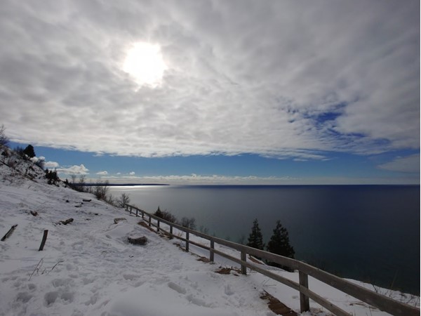 Love the view and hike at Empire Bluffs on a snowy March day