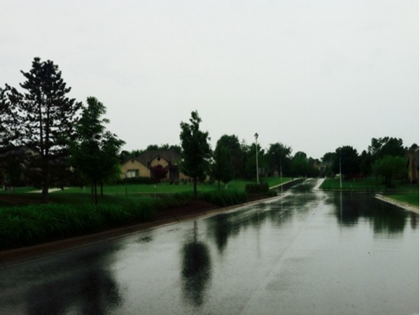 A rainy, spring day in Braemoor Development 