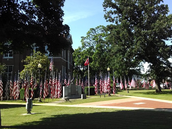 Beautiful Flag day celebration at the Veteran's Memorial, Harrison town square