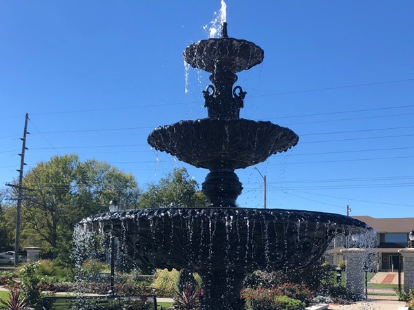 Beautiful fountain at Kansas State University gardens