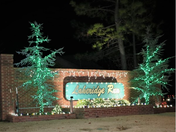 Lakeridge Run holiday lights at the entrance 