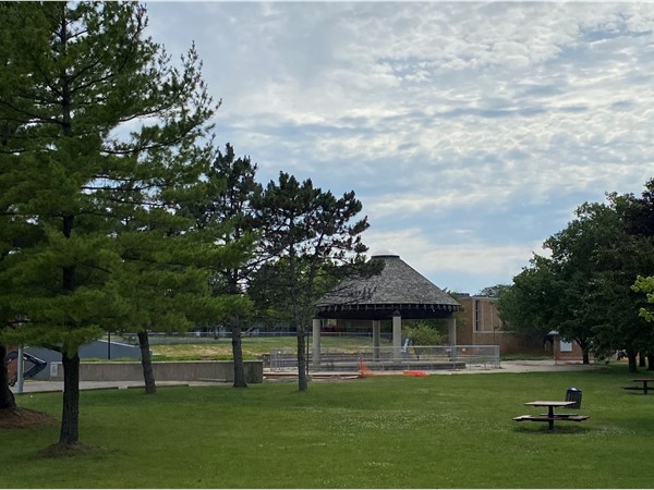 “Goudy Park” has a huge pavilion where concerts are held and the farmer’s market is located here  