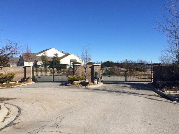 The gated entrance to the Enclave subdivision in Westwood Hills