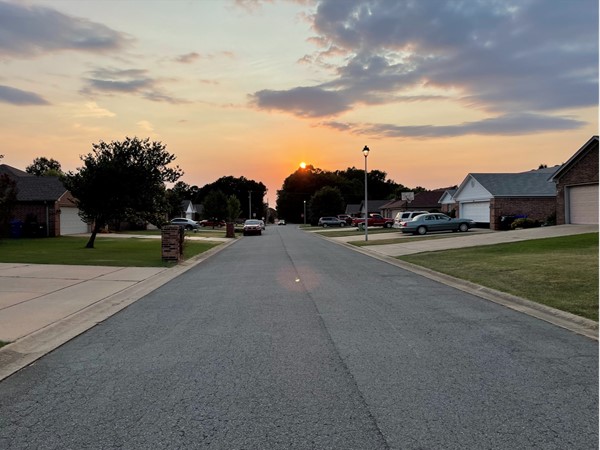 Enjoy a beautiful Central Arkansas sunset when you take a peaceful evening walk in Justin Place