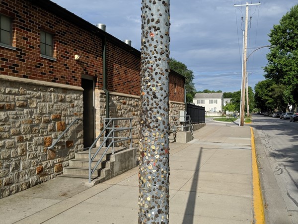 Students at NKCHS have been sticking chewing gum to this light pole for decades
