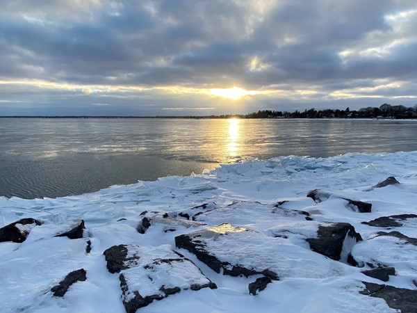 Ice and snowy rocks at Thunder Bay, Alpena - it’s always nice to take a walk by the lake