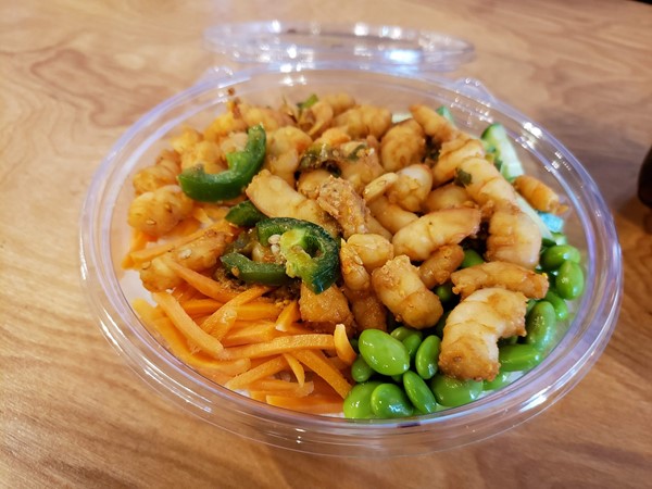 Spicy shrimp poke' bowl at one of the newest and freshest restaurants in Ocean Springs