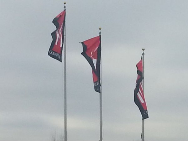 Brentwood flags at the entrance