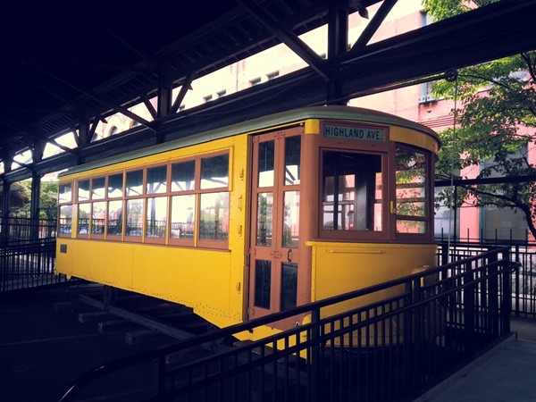 An authentic electric street trolley from 1886 is on display in Union Station
