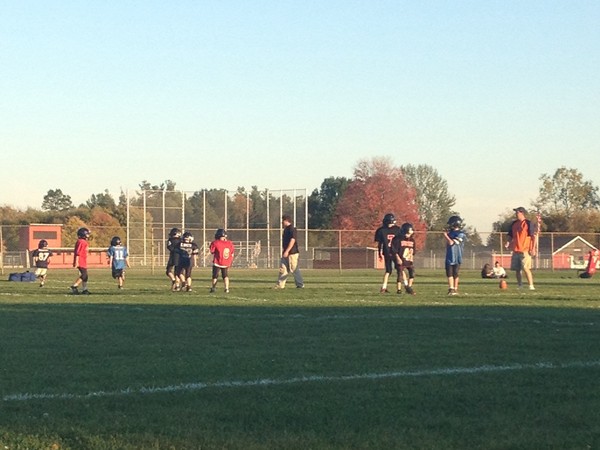 Montrose youth at football practice. 