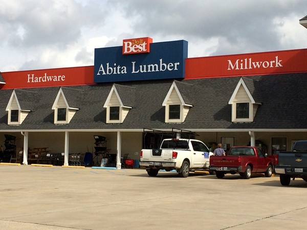 Abita Lumber, located on Hwy 36, has everything from plywood to lawn care