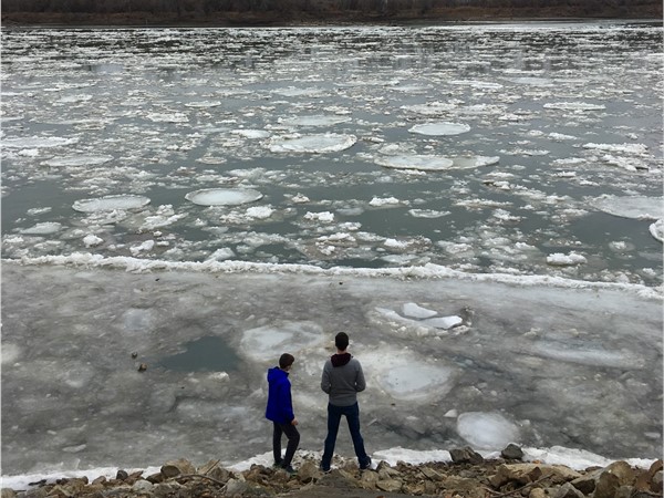 The ice currently floating down the Missouri River is a beautiful sight