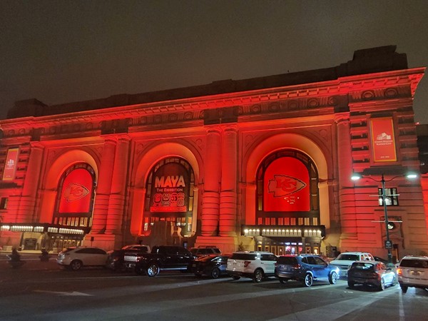 Beautiful Union Station showing it's KC Chiefs pride inside and out 