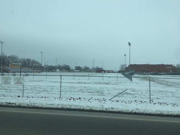 Snowy day at CJ Hamilton Football Field