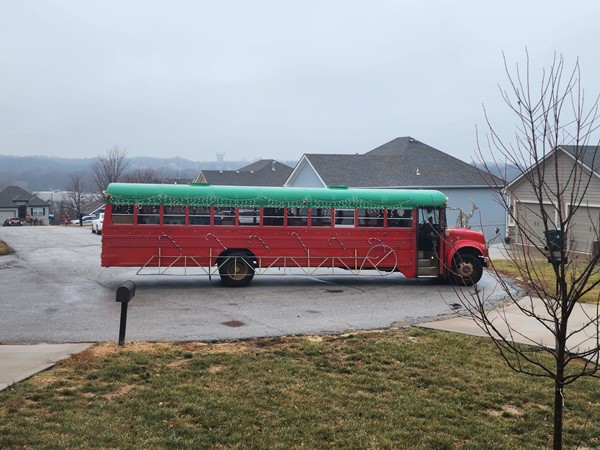 The Santa Bus goes from neighborhood to neighborhood spreading Holiday cheer with Santa