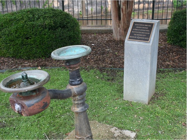 Water flowing from this drinking fountain is from an artisan well, "The Fountain City"
