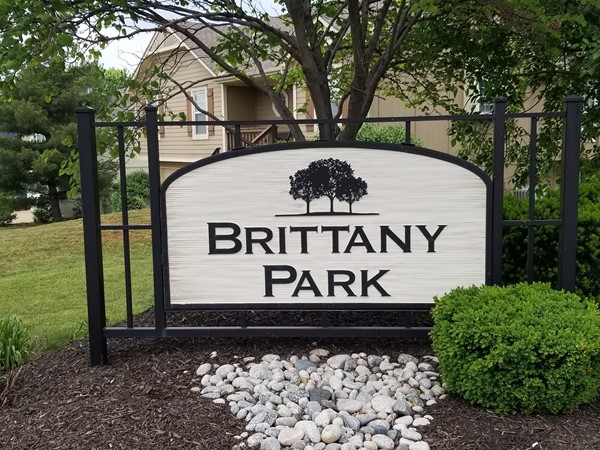 Brittany Park Subdivision monument on Metcalf