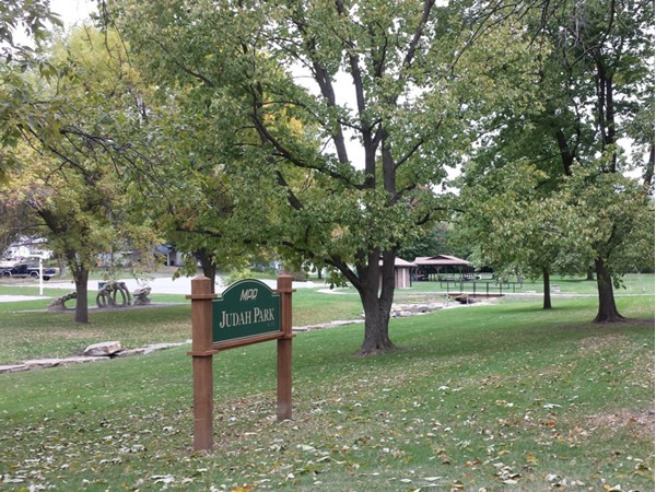 Judah Park features a walking path, playground and picnic shelter.