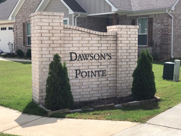 Entrance for Dawson’s Pointe Subdivision located in Bryant