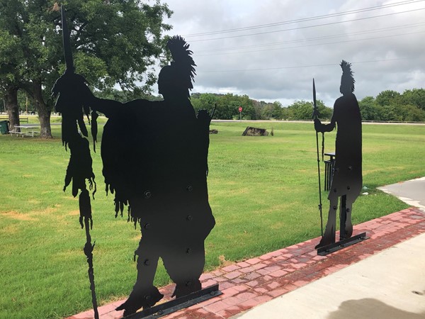 Metal sculptures to honor Osage Tribal members, at the Ed Red Eagle Park    