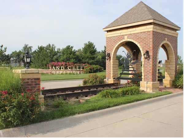 The creative entrance for railroad inspired Sand Creek Station Golf Course and subdivision