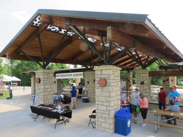 The Information Booth at the Black Hoof Park shelter house for the Great Outdoors Lenexa event 