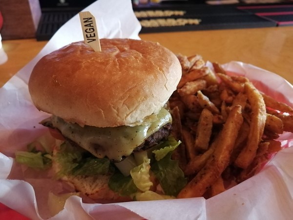 Appaloosa Burger at Ester's.  100% vegan with vegan mayo