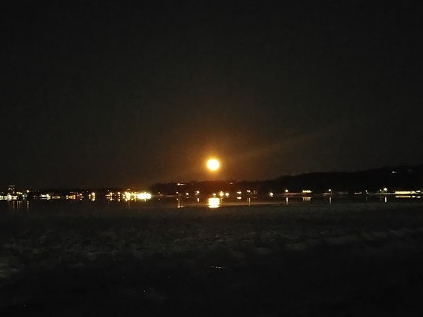 A lovely moon rising over East Bay, Traverse City