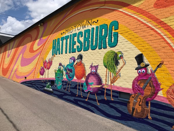 This impressive mural by Kayla Newman can be found in Midtown Hattiesburg near USM