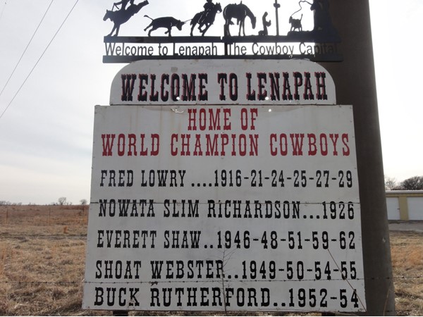 Lenapah Oklahoma home of several World Champion Cowboys  