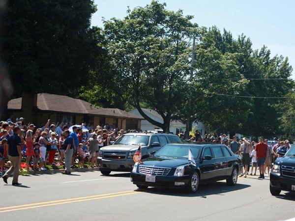 Here he comes...Vice President Mike Pence visits Kent County, Michigan for the July 4th Parade
