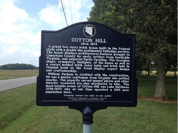 Cotton Hill circa 1824, on Browns Ferry Rd west of Madison