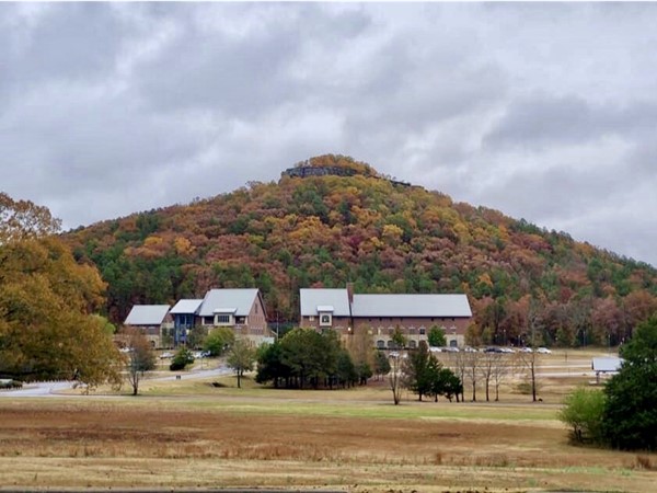 ASU Beebe, Heber Springs with Sugarloaf in the background on a cold, fall morning 