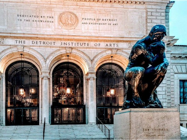 "The Thinker" sculpture located outside of Detroit Institute of Arts