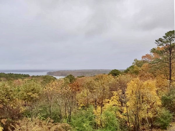 View of Greers Ferry Lake from The Red Apple Inn on a cloudy, fall day