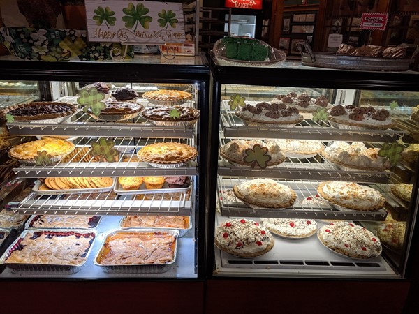 Check out the pie case at Corner Cafe Riverside