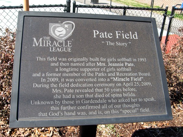 Pate Field -- Home of Gardendale's Miracle League