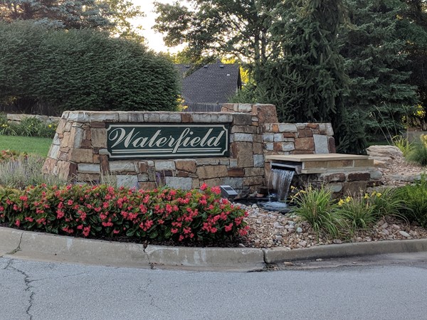 Waterfield has some nicely manicured entrances to come home to