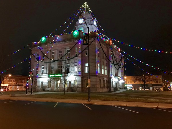 The Jasper County Courthouse in downtown Newton is decked out for the holidays