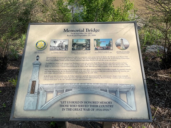 Memorial Bridge was dedicated almost 100 years ago. This plaque reflects the dedication 