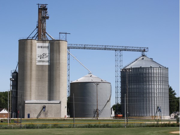 River Valley Cooperative grain elevator is located right by the local softball fields