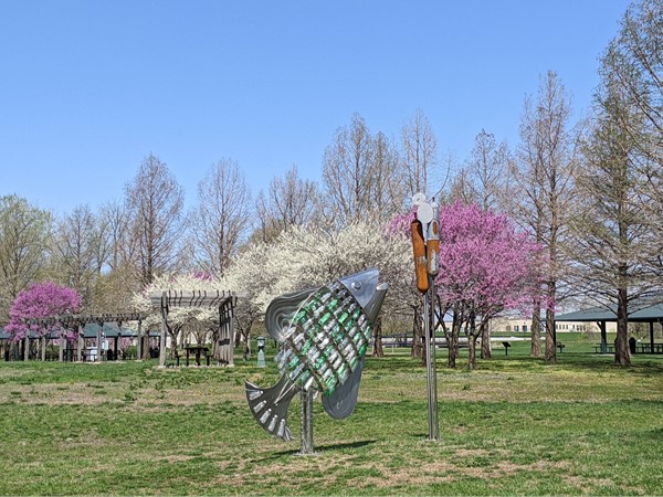 Artwork located at E.H. Young Riverfront Park, located on the Missouri River in Riverside, MO