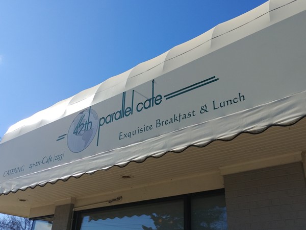 45th Parallel Cafe - the perfect place for a muffin after a ride on the Leelanau Trail from TC
